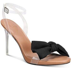AAJ BY AMINAH Women's Yahira Lucite Heel Bow Dress Sandals (Size 9)
